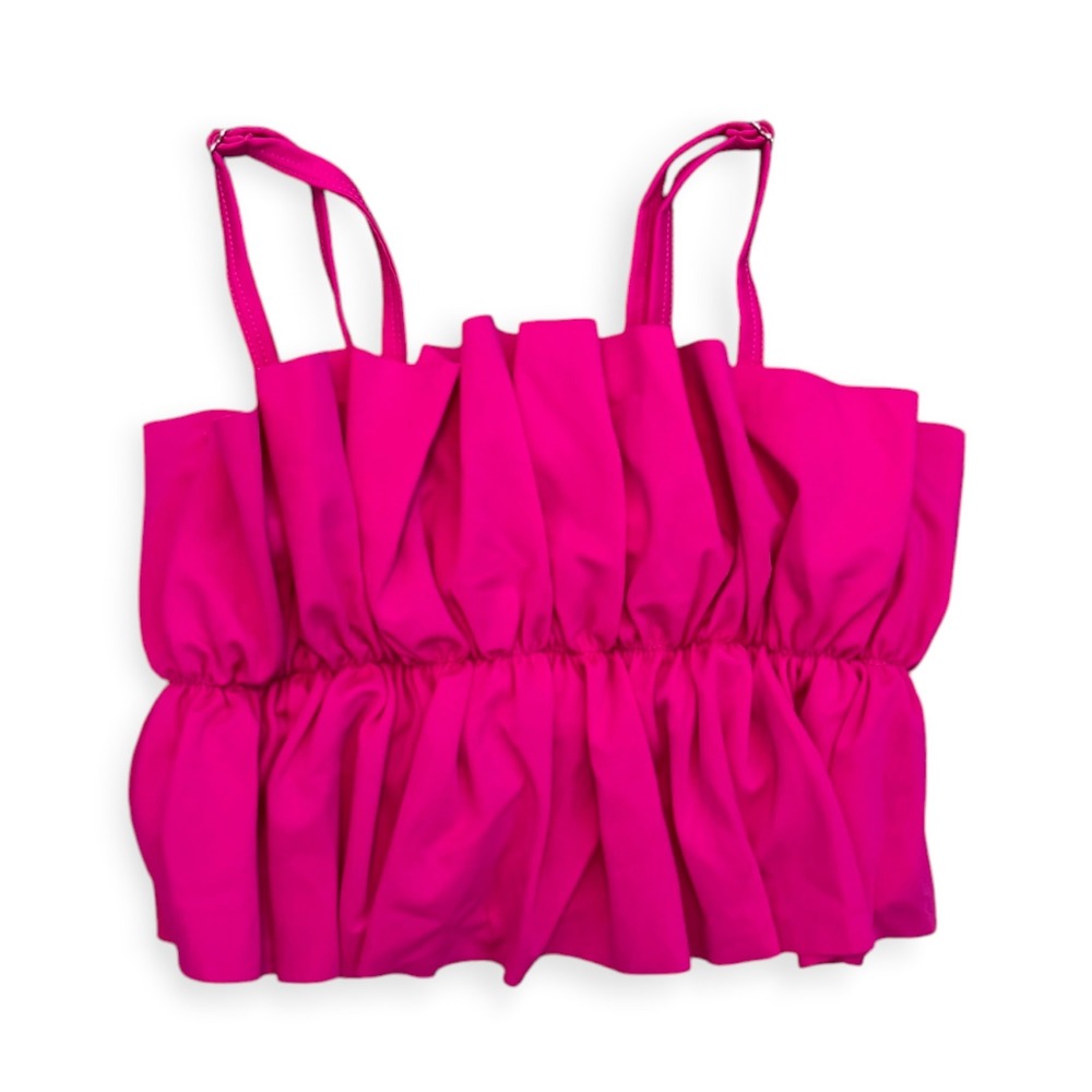 Kortni Jeane Kids Hot Pink Ruffle Swim Top Adjustable Straps Size 8/9 Tankini